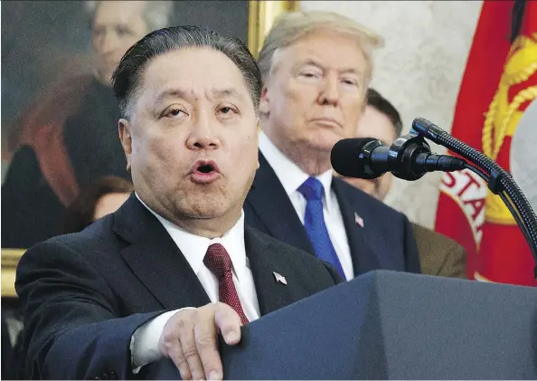  ?? EVAN VUCCI/AP FILES ?? Broadcom CEO Hock Tan announced his company’s move from Singapore to the U.S last November. He argued that the Broadcom and Qualcomm merger would further U.S. interests by advancing the 5G wireless technology, but the U.S. saw the deal as a national security threat.