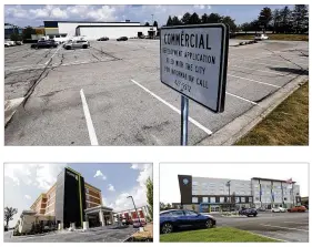  ?? TY GREENLEES / STAFF ?? The addition of a new dualbrande­d Marriott hotel is expected to bring 160 new rooms in the parking lot of the former Sears at the Mall at Fairfield Commons. Other recent hotels include the Home 2 Suites (bottom left), the Tru by Hilton (bottom right), and the Holiday Inn Express & Suites under constructi­on.