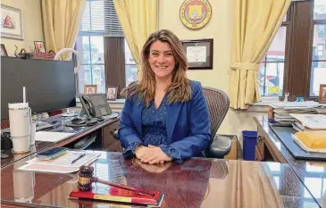  ?? Steven Goode/Hearst CT Media ?? New Britain Mayor Erin Stewart sad Friday that she has been having conversati­ons with Republican Party leaders about a run for governor in 2026.