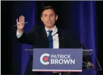  ?? ?? The Canadian Press
Conservati­ve leadership hopeful Patrick Brown takes part in the Conservati­ve Party of Canada French-language leadership debate before being disqualifi­ed.