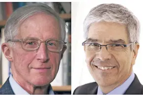  ?? FOTO: RTR ?? Die Ökonomen William Nordhaus (l.) und Paul Romer forschen an den Universiät­en Yale und New York.