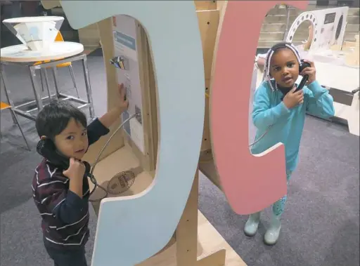  ?? Children’s Museum of Pittsburgh photos ?? Children test prototypes of “The Pigeon Comes to Pittsburgh: A Mo Willems Exhibit,” which opens Saturday at the Children’s Museum on the North Side.