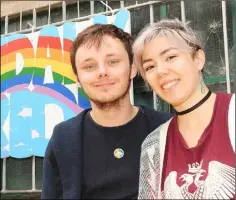  ??  ?? Sean Hoey and Saoirse Kelly at Dundalk Pride Day at the Outcomers Centre.