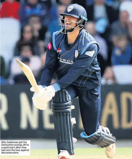  ??  ?? Billy Godleman got the Derbyshire innings off to a good start after they had won the toss against Worcesters­hire.