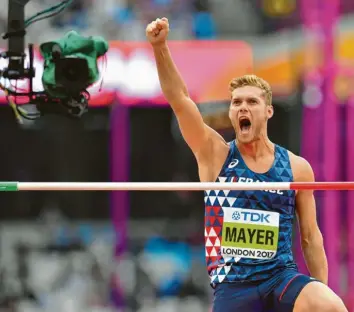  ?? Foto: Bernd Thissen, dpa ?? Der Franzose Kevin Mayer hält den Weltrekord im Zehnkampf. Auch in Katar wird er an der Spitze erwartet, auch wenn er in dieser Saison noch keinen kompletten Wettkampf absolviert hat.