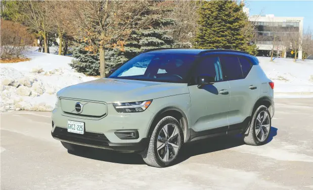  ?? Photos: GRAEME FLETCHER / DRIVING ?? The 2021 Volvo XC40 Recharge P8 AWD looks like the gas-powered model on the outside except for the lack of a grille on the front.