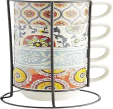  ?? PIER 1 ?? Pier 1’s four-piece set of suzani patchwork stacking mugs, with the stand, can be purchased for $26.95.