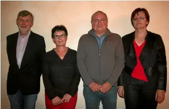 ??  ?? Thierry Marchand, Michèle Touzelet, Gérard Lavigne et Sandrine Valette, élus de la majorité à Sainte-Foy-d’Aigrefeuil­le et délégués communauta­ires à Coeur Lauragais.