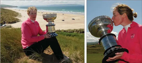  ??  ?? Mary Dowling relaxing on Portstewar­t strand after her sensationa­l Irish Close success in 2010.
An elated Mary Dowling with the spoils of success.