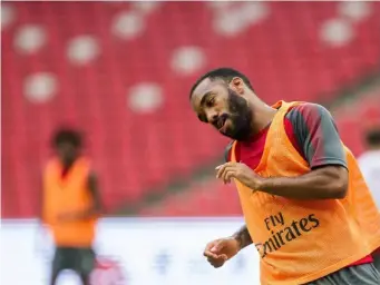  ??  ?? Lacazette in training ahead of today's game (Getty)