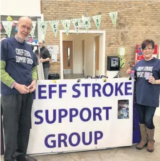  ??  ?? Funds Crieff Stroke Support Group has benefited from the partnershi­p. Bob Roseweir is pictured with Debbie Matthew