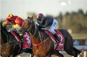  ?? Photo: Michael McInally ?? BIG WIN: Toowoomba Skye Bogenhuber and The Monstar win the $175,000 Moreton Cup (1200m) at Sunshine Coast Turf Club on Saturday.