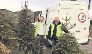  ??  ?? Volunteers helping out at the annual East Cheshire Hospice Christmas Tree Collection