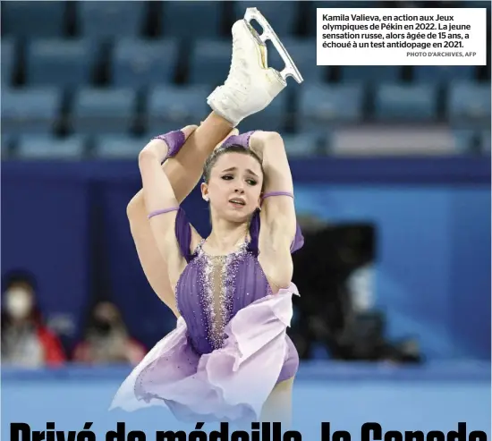  ?? PHOTO D’ARCHIVES, AFP ?? Kamila Valieva, en action aux Jeux olympiques de Pékin en 2022. La jeune sensation russe, alors âgée de 15 ans, a échoué à un test antidopage en 2021.
