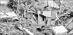  ?? – AFP photo ?? A destroyed shack is seen in a shanty town area in Koungou on the French Indian Ocean island of Mayotte. Heavy rains on Jan 11 led to a landslide overnight that killed five.