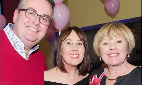  ??  ?? Colman and Leona Burgess, Kilkerley, with Mary McGee, Rockmarsha­ll at Leona’s 40th birthday celebratio­ns at Dundalk Stadium.