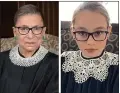  ??  ?? Lucy Spangler of Troy, who dressed up as Ruth Bader Ginsburg for Halloween this year, said that when the supreme court justice died, “It was like I lost an admired friend or family member.”