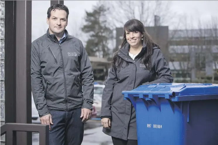  ?? BEN NELMS ?? Colin Bell and Jaclyn McPhadden of RecycleSma­rt have seen company’s revenue grow from $400,000 in 2012 to a projected $15 million to $20 million in 2017.
