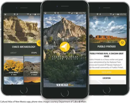  ??  ?? Cultural Atlas of New Mexico app, phone view