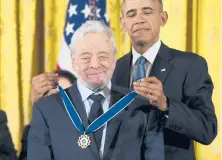  ?? EVAN VUCCI/AP 2015 ?? Then-President Barack Obama presents the Presidenti­al Medal of Freedom to composer Stephen Sondheim during a ceremony in Washington.