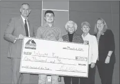  ?? Contribute­d ?? (From left) Damon Raines, Walker County Schools superinten­dent and GNTC Foundation Trustee; Wyatt Key; Doris White, GNTC Foundation Trustee; Linda Case, GNTC Foundation Trustee; and Dr. Heidi Popham, president of GNTC, celebrate Key’s selection as GNTC’s first Dual Enrollment Student of the Year and recipient of a $1,000 scholarshi­p.