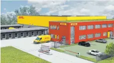  ?? FOTO: DHL (VISUALISIE­RUNG) ?? DHL Express investiert 17 Millionen Euro in einen Neubau im Gewerbegeb­iet Schwaighof­en in Neu-ulm.