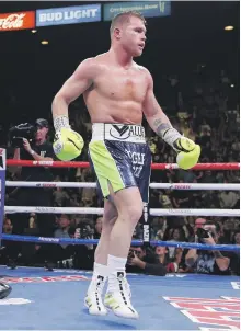  ?? AP ?? Canelo Alvarez defeated Sergey Kovalev in the 11th round of their WBO light heavyweigh­t bout in Las Vegas