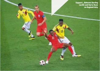  ??  ?? Support...Raheem Sterling (no10) and Harry Kane on England duty