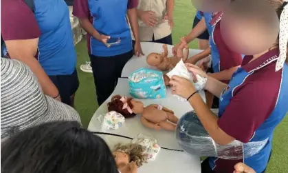  ?? Photograph: Facebook ?? Stretton State College held a number of events for Internatio­nal Women's Day - including a nappy-changing activity photograph­ed and shared on Facebook.