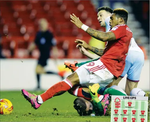  ?? PICTURES: Action Images ?? BEST FOOT FORWARD: Britt Assombalon­ga scores Forest’s equaliser