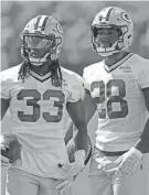 ?? DAN POWERS / USA TODAY NETWORK ?? The strength of the Green Bay Packers’ offense next season may be its backfield of Aaron Jones, left, and AJ Dillon.