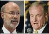  ?? MATT ROURKE — THE ASSOCIATED PRESS ?? This combinatio­n of October 2017 photos shows Pennsylvan­ia gubernator­ial candidates Democrat Gov. Tom Wolf, left, and Republican Scott Wagner.