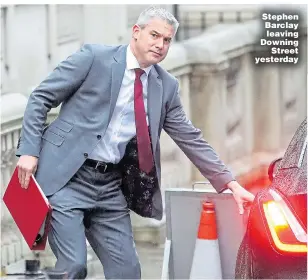  ??  ?? Stephen Barclay leaving Downing Street yesterday