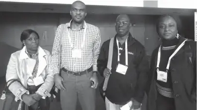  ??  ?? From left :Ronke Adeoye, Principal Programmer Officer SKM Dept, Dr Kolade Giwa, Assistant Director, Policy and Strategy Dept, DG NACA, Kemi Ladehinde Assistant Director Partnershi­p and Coordinati­on NACA during the 2014 Internatio­nal Aids Conference at...