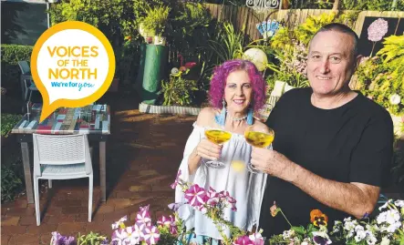  ?? HERE’S CHEERS: Adele Scott and Wayne Gilray in the courtyard of their popular restaurant. Picture: SCOTT RADFORD- CHISHOLM ??