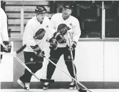  ?? FILES ?? Russians Igor Larionov and Pavel Bure, pictured together during a February 1992 practice, were teammates for only one season: Bure’s rookie campaign in 1991-92.