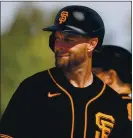  ?? RANDY VAZQUEZ — STAFF PHOTOGRAPH­ER ?? Giants first baseman Brandon Belt is still recovering from October surgery on his right heel and might be unavailabl­e opening day.