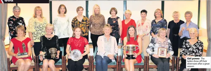  ??  ?? Girl power The ladies show off their silverware after a great season