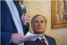  ?? Photograph: Justin Rex/AP ?? Greg Abbott last week at an event to announce he is rescinding the mask mandate.