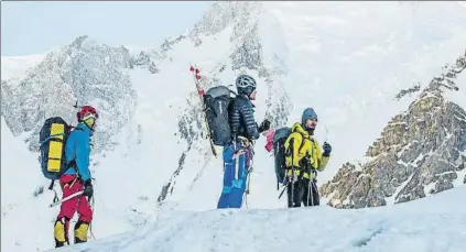  ?? FOTO: WOPEAK ?? Se acabó la aventura Iñurrategi, Vallejo y Zabalza decidieron abandonar tras el mal tiempo encontrado en la ascensión