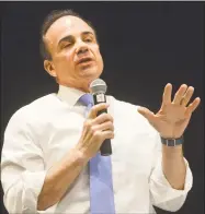  ?? Alex von Kleydorff / Hearst Connecticu­t Media ?? Bridgeport Mayor Joe Ganim discusses transporta­tion at a candidates forum in Fairfield last month.