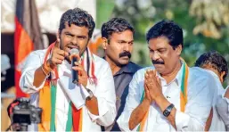  ?? ?? BJP state unit president K Annamalai canvassing for Chennai North constituen­cy BJP candidate RC Paul Kanagaraj on Friday