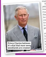  ??  ?? Prince Charles believes it’s vital that more woodlands are created