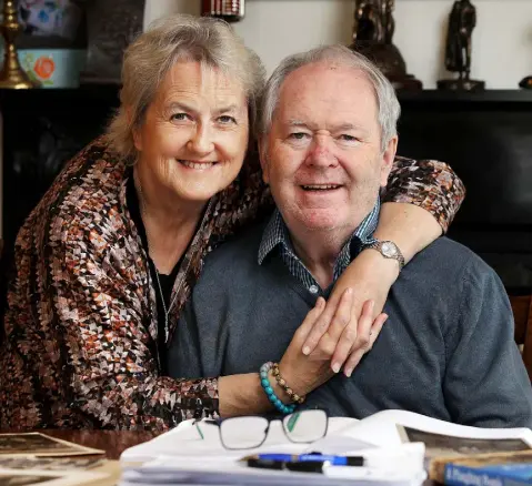  ??  ?? ‘I HAVE NEVER KOWTOWED TO ANYBODY’: Valerie Cox and her husband Brian at their home in Wicklow. Photo: Steve Humphreys