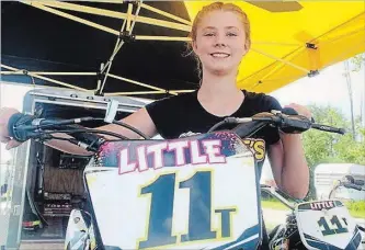  ?? BERND FRANKE THE ST. CATHARINES STANDARD ?? Taia Little, 14, of Welland topped two divisions and placed second in another racing motorcycle­s this year at Welland County Speedway.