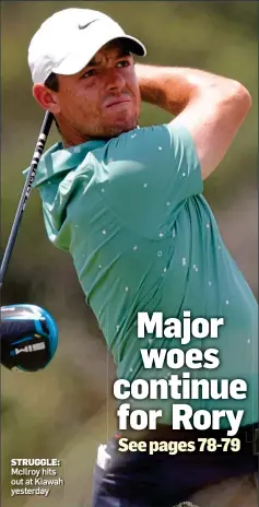  ??  ?? STRUGGLE: McIlroy hits out at Kiawah yesterday
