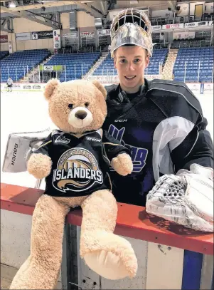  ?? SUBMITTED ?? Charlottet­own Islanders goalie Matthew Welsh can’t wait until his team scores at tonight’s annual Teddy Bear Toss game.