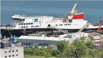  ?? ?? The MV Glen Sannox under constructi­on in Port Glasgow.