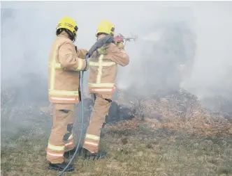  ??  ?? A crew from Rainton Bridge Fire Station had the missiles thrown down on them from a bridge.