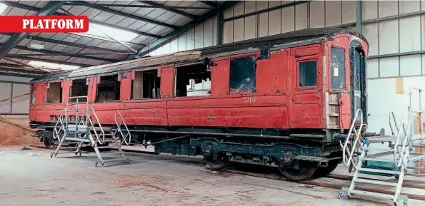  ?? RODNEY TOWERS ?? The first vehicle moved into the new Kirby Misperton covered restoratio­n facility near Pickering was 1921-built NER No. 22118 on May 8.